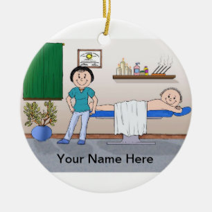 Ornement Rond En Céramique Thérapeute de massage - Femme, Client masculin