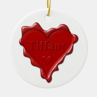 Ornement Rond En Céramique Tiffany. Joint rouge de cire de coeur avec Tiffany