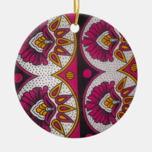 Ornement Rond En Céramique Tissu africain coloré Motif Art Print