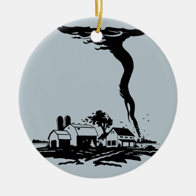 Ornement Rond En Céramique Tornado Storm Chaser Agritourisme (Devant)