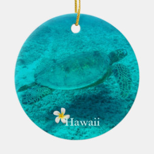 Ornement Rond En Céramique Tortue de mer verte hawaïenne