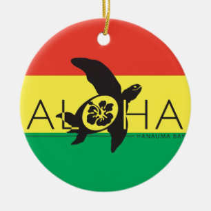 Ornement Rond En Céramique Tortue de reggae d'Hawaï