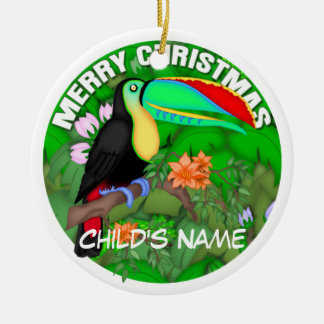 Ornement Rond En Céramique Toucan de Joyeux Noël