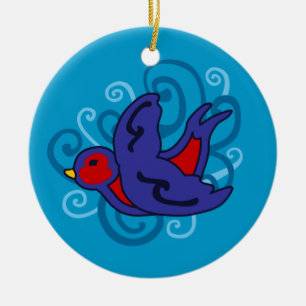 Ornement Rond En Céramique Tourbillonnant avale