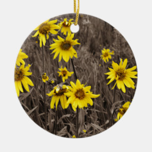 Ornement Rond En Céramique Tournesol dans la Montagne Rocheuse