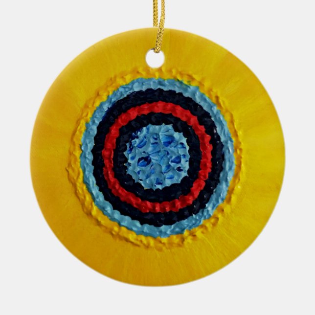 Ornement Rond En Céramique Tournesol de Matthew d'équipe pour l'autisme (Devant)