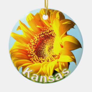 Ornement Rond En Céramique Tournesol du Kansas