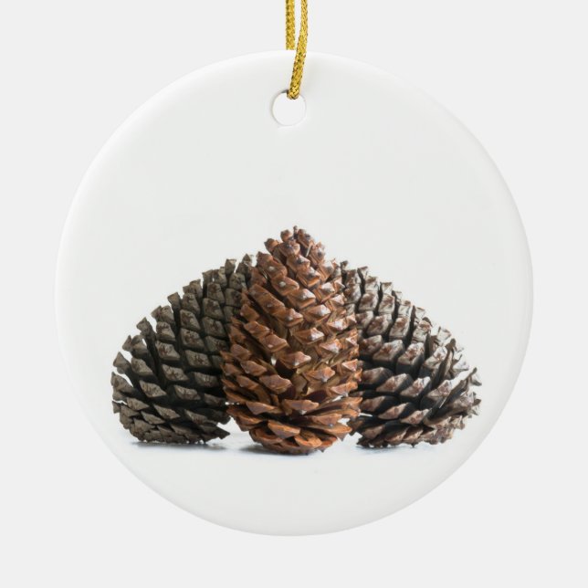 Ornement Rond En Céramique Trois pinecones (Devant)