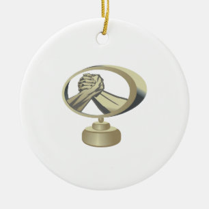 Ornement Rond En Céramique Trophée de bras de fer