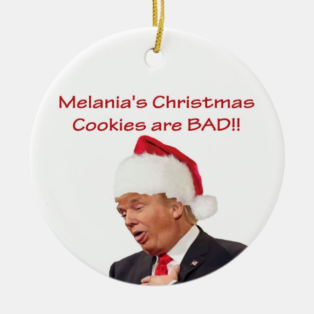 Ornement Rond En Céramique Trump, les biscuits de Noël de Melania sont MAUVAI (Devant)