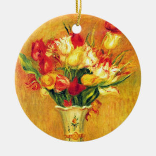 Ornement Rond En Céramique Tulipes par Pierre Renoir, Art Impressionniste Vin