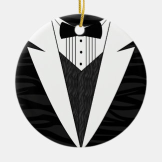 Ornement Rond En Céramique Tuxedo noir/blanc