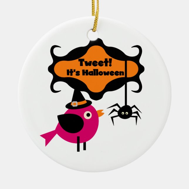 Ornement Rond En Céramique Tweet T-shirts et cadeaux Halloween (Devant)