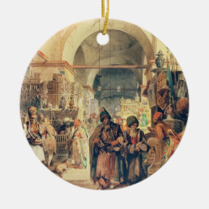 Ornement Rond En Céramique Un bazar turc, 1854 (crayon et la semaine sur le