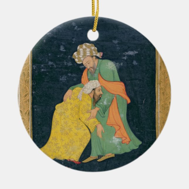 Ornement Rond En Céramique Un mollah se prosternant devant un homme dans la (Devant)