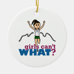 Ornement Rond En Céramique Une fillette courant en vert