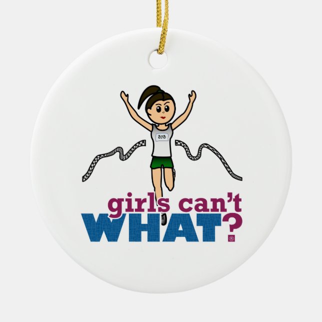 Ornement Rond En Céramique Une fillette courant en vert (Devant)