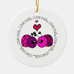 Ornement Rond En Céramique Valentine Love Bug