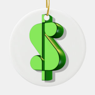Ornement Rond En Céramique valeur et succès de symbole dollar
