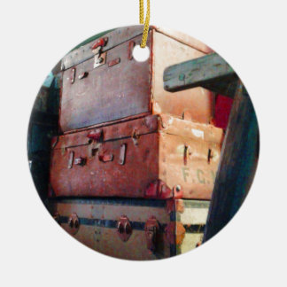 Ornement Rond En Céramique Valises vintages