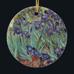 Ornement Rond En Céramique Van Gogh Irises Peinture impressionniste<br><div class="desc">Vincent Van Gogh Irises à Saint Remy - Irises de Vincent Van Gogh est une magnifique peinture impressionniste réalisée par l'un des maîtres impressionnistes de tous les temps. Le jardin de l'iris tourbillonne de couleur et d'émotion, les iris violets jaillissant de leurs tiges et feuilles bleus et verts. Il y...</div>
