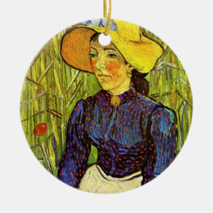 Ornement Rond En Céramique Van Gogh, Jeune paysanne au chapeau de paille