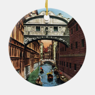 Ornement Rond En Céramique Venise vintage, le pont des soupirs