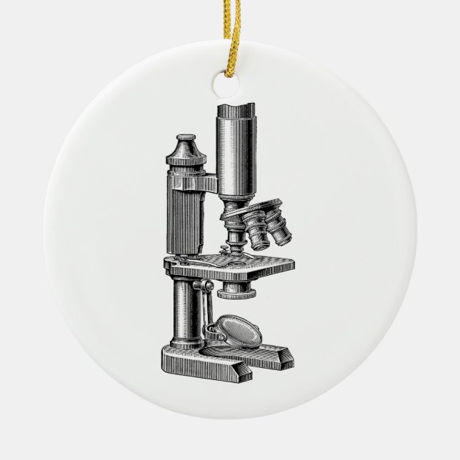 Ornement Rond En Céramique Vieux microscope antique vintage d'équipement de (Devant)