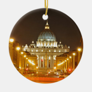 Ornement Rond En Céramique Ville du Vatican, Rome, Italie la nuit