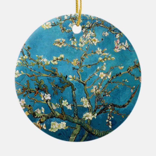 Ornement Rond En Céramique Vincent van Gogh, Arbre aux amandes en fleurs (Devant)