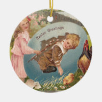 Vintage Pâques Victorienne fille et garçon