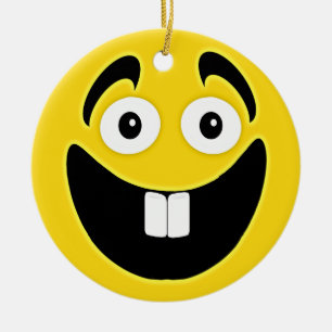 Ornement Rond En Céramique Visage de dents avant du jaune deux