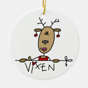 Ornement Rond En Céramique Vixen Reindeer T-shirts et cadeaux de Noël