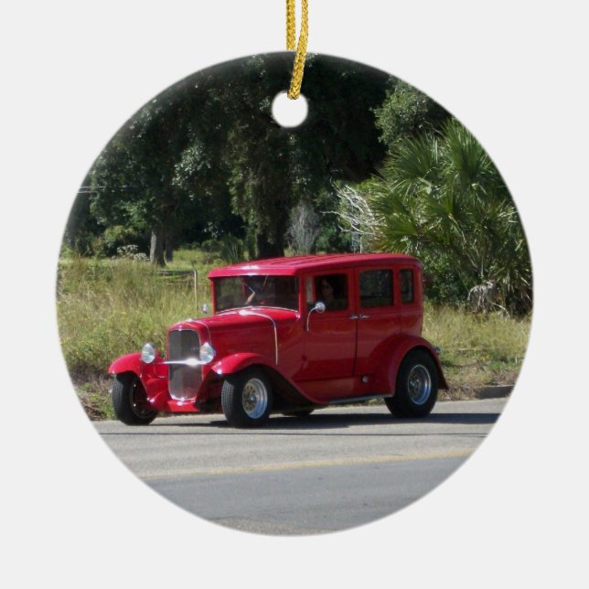 Ornement Rond En Céramique Voiture antique (Devant)