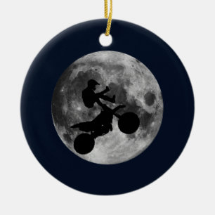 Ornement Rond En Céramique Voler haut (motocross)