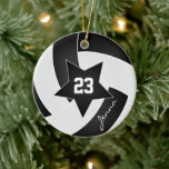 Ornement Rond En Céramique Volley-ball blanc et noir All Star<br><div class="desc">Ornement de volley-ball. ⭐ Ce Produit est 100% Personnalisable. *****Cliquez sur le BOUTON PERSONNALISER pour ajouter, supprimer, déplacer, redimensionner, modifier, faire pivoter, etc... n'importe quel graphique ou texte ou utilisez les zones de remplissage. ⭐ 99% de mes designs dans mon magasin sont faits en couches. Cela vous permet de redimensionner...</div>