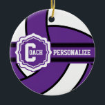 Ornement Rond En Céramique Volley-ball violet | Texte do-it-yourself<br><div class="desc">Volleyball Sport Joueur ornement de Noël prêt pour vous à personnaliser. Faites un merveilleux cadeau personnalisé pour votre joueur de volley, entraîneur, ventilateur, etc... ⭐ Ce Produit est 100% Personnalisable. *****Cliquez sur le BOUTON PERSONNALISER pour ajouter, supprimer, déplacer, redimensionner, modifier, tourner, etc... n'importe quel graphique ou texte. 99% de mes...</div>