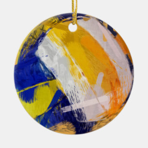 Ornement Rond En Céramique Volleyball de plage d'art abstrait
