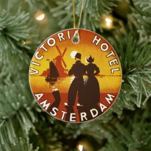 Ornement Rond En Céramique Voyage Rétro, Hôtel Victoria, Amsterdam, Hollande