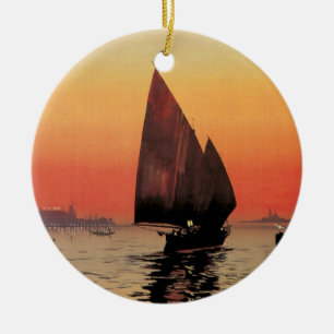 Ornement Rond En Céramique Voyage Vintage, Bateaux au Excelsior Palace Venise