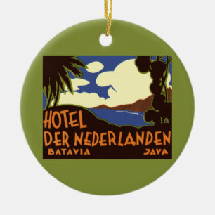 Ornement Rond En Céramique Voyage Vintage Jakarta Indonésie Hôtel Nederlanden