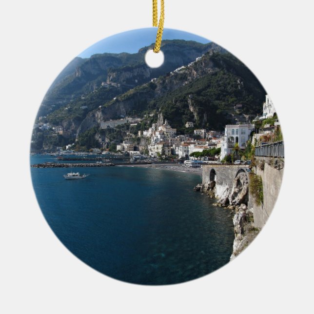Ornement Rond En Céramique Vue de côte d'Amalfi (Devant)