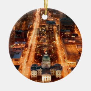 Ornement Rond En Céramique Vue de Noël de St Louis