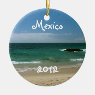Ornement Rond En Céramique Vue mexicaine de plage ; Souvenir du Mexique