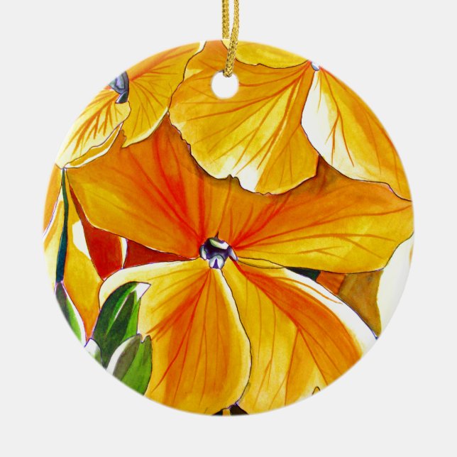 Ornement Rond En Céramique Wallflower originale aquarelle art floral (Devant)