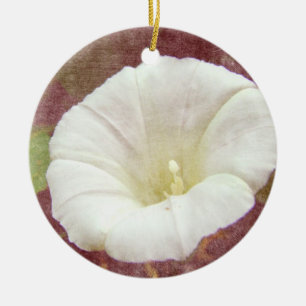 Ornement Rond En Céramique White Bindweed - La gloire vivace du matin