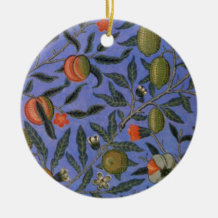 Ornement Rond En Céramique William Morris Pomegranate Bleu papier peint color