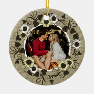 Ornement Rond En Céramique Woodland BOHO Tournesol Photo