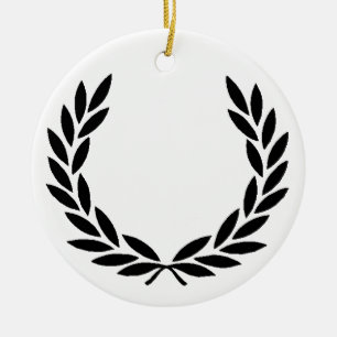 Ornement Rond En Céramique Wreath Black Laurel