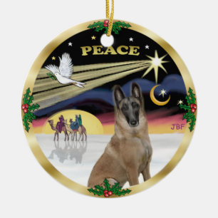 Ornement Rond En Céramique Xmas Colombe - Malinois belge